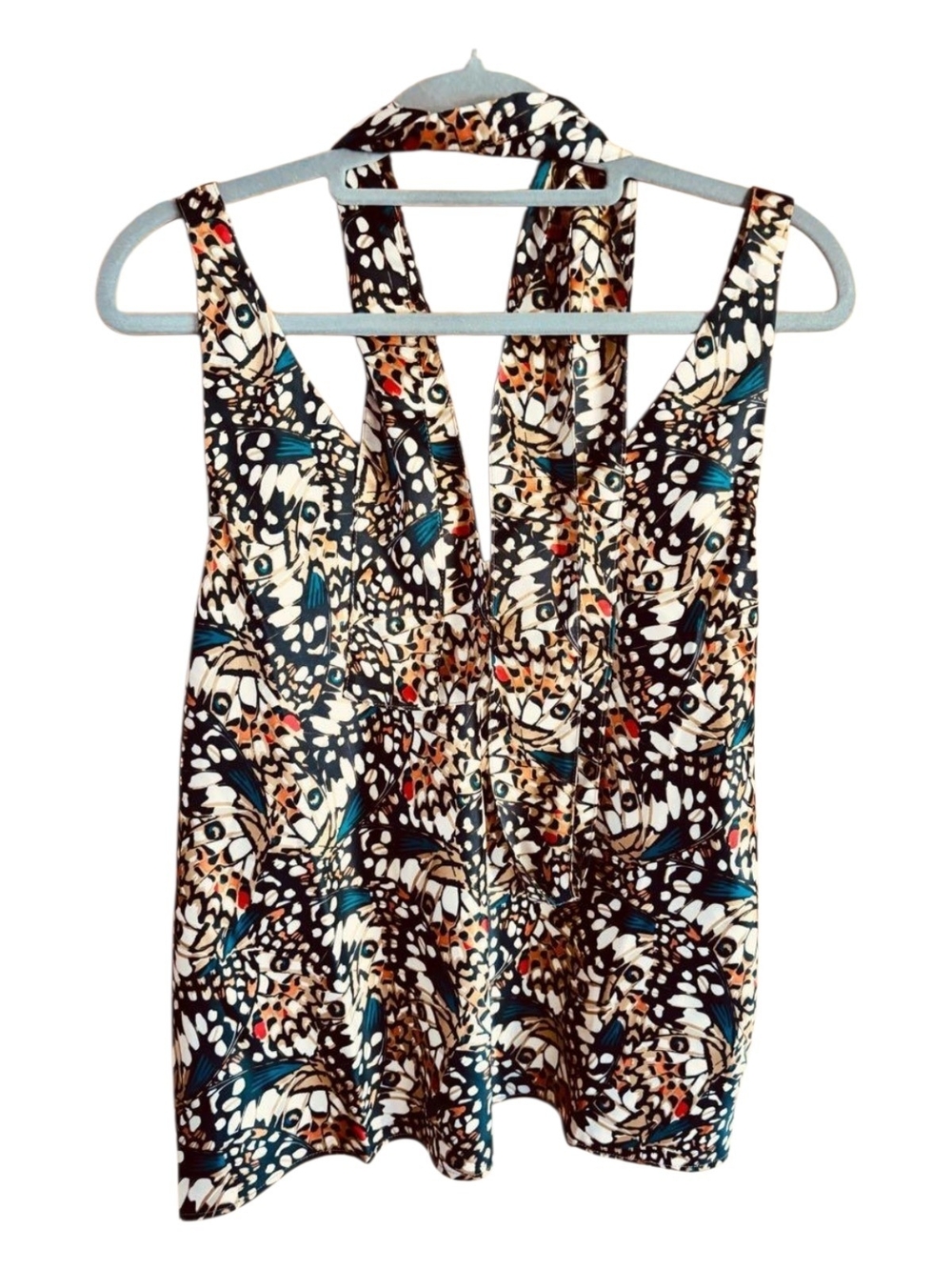 Wildfang Satin Abstract Butterfly-Print Cami Top